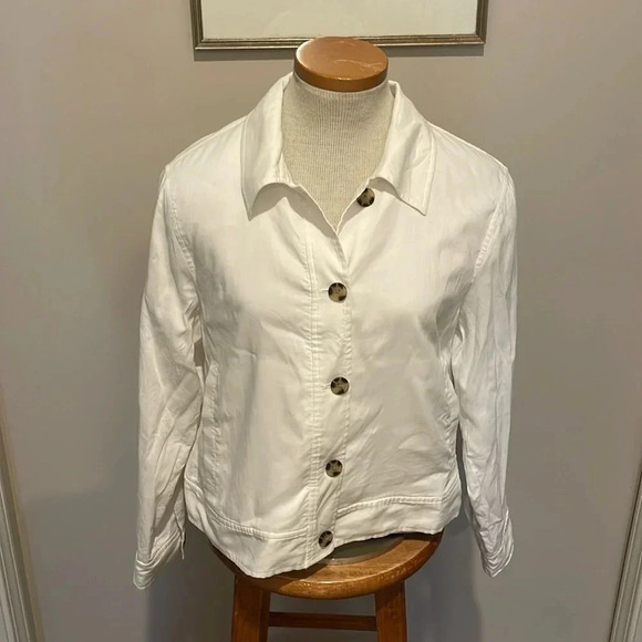 Club Monaco - Button Shirt Jacket - White - Size Small - Picture 5 of 13